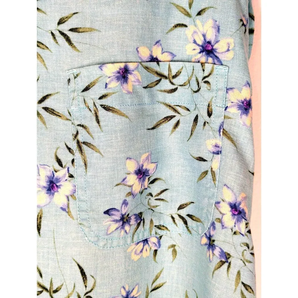 V Liz Claiborne Y2K Sz 10Blue linen blend Skirt Elastic backW 30-32 Len 36